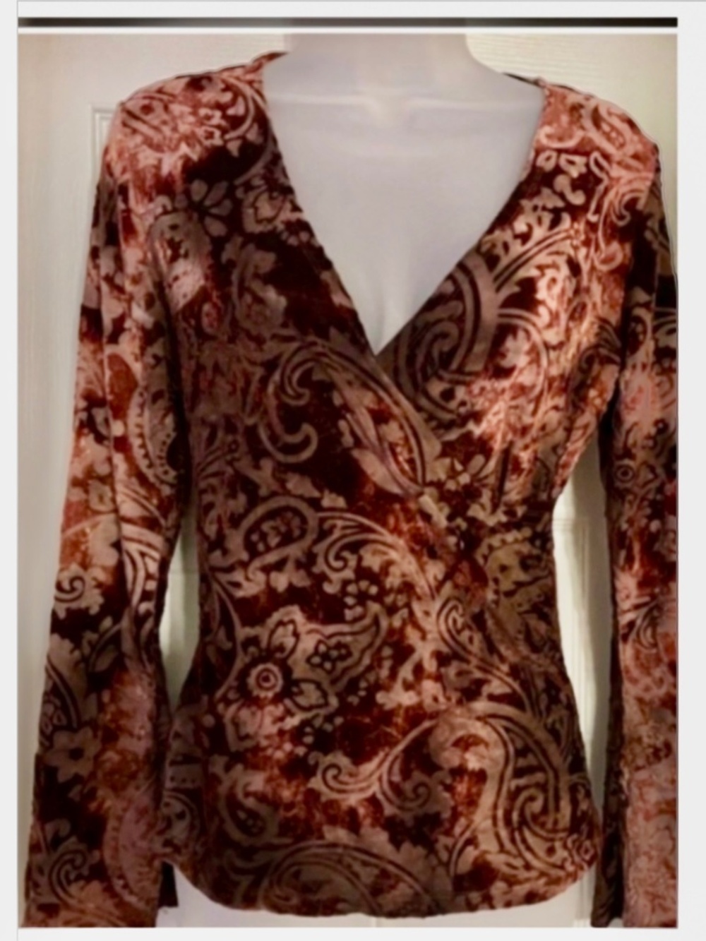 Y2K,SUSAN LAWRENCE TOP, size S, VINTAGE, BURN OUT VELVET